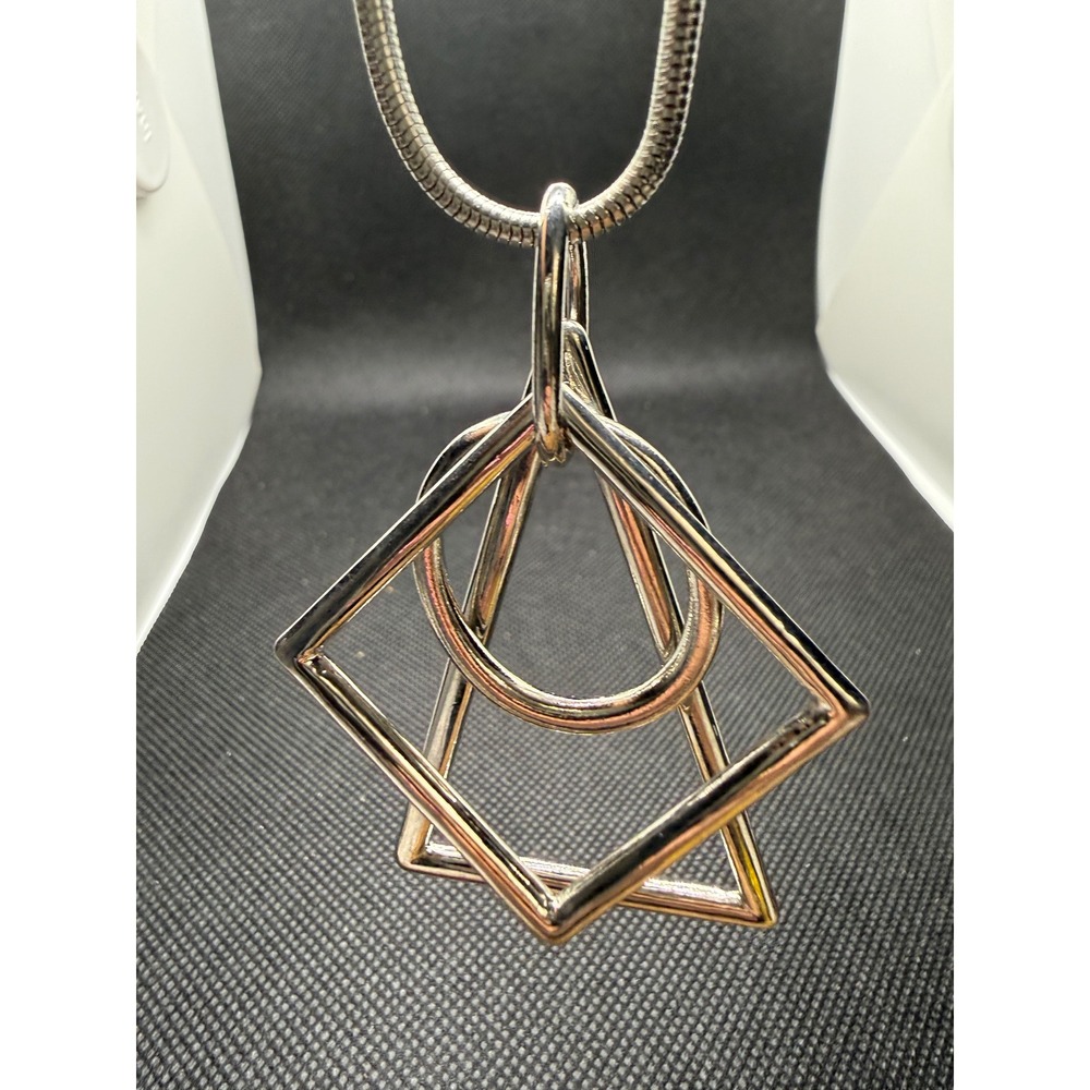 Addition Elle Silver Tone Geometric Interlocking Shapes Snake Chain Necklace NWT